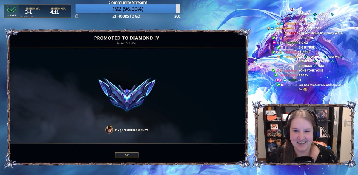 Last season I started streaming on Twitch and ended the season in Diamond! 

It’s only been a couple of months but I’ve met so many amazing and kind people and made so many fun memories! 

Here’s to another Split!