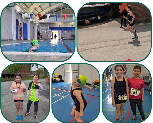 Aquathlon On Monday Amelia, Rose and Grace all took park in the SY Tri Darwin Challenge Aquathon which required them to swim 200m and run 1km. They all completed the challenge. Amazing achievement displaying your Radbrook Darwin Values. Congratulations girls.