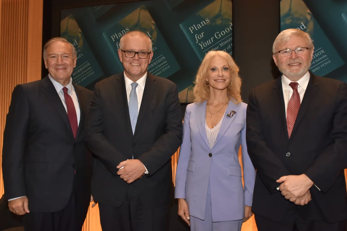 We talk a lot about the broad church of politics; good to see it brought to life at our Embassy in Washington last night. Honoured to host @Mike_Pence, @mikepompeo , @KellyannePolls & @ScoMo30 for a discussion about the place of faith in public life.