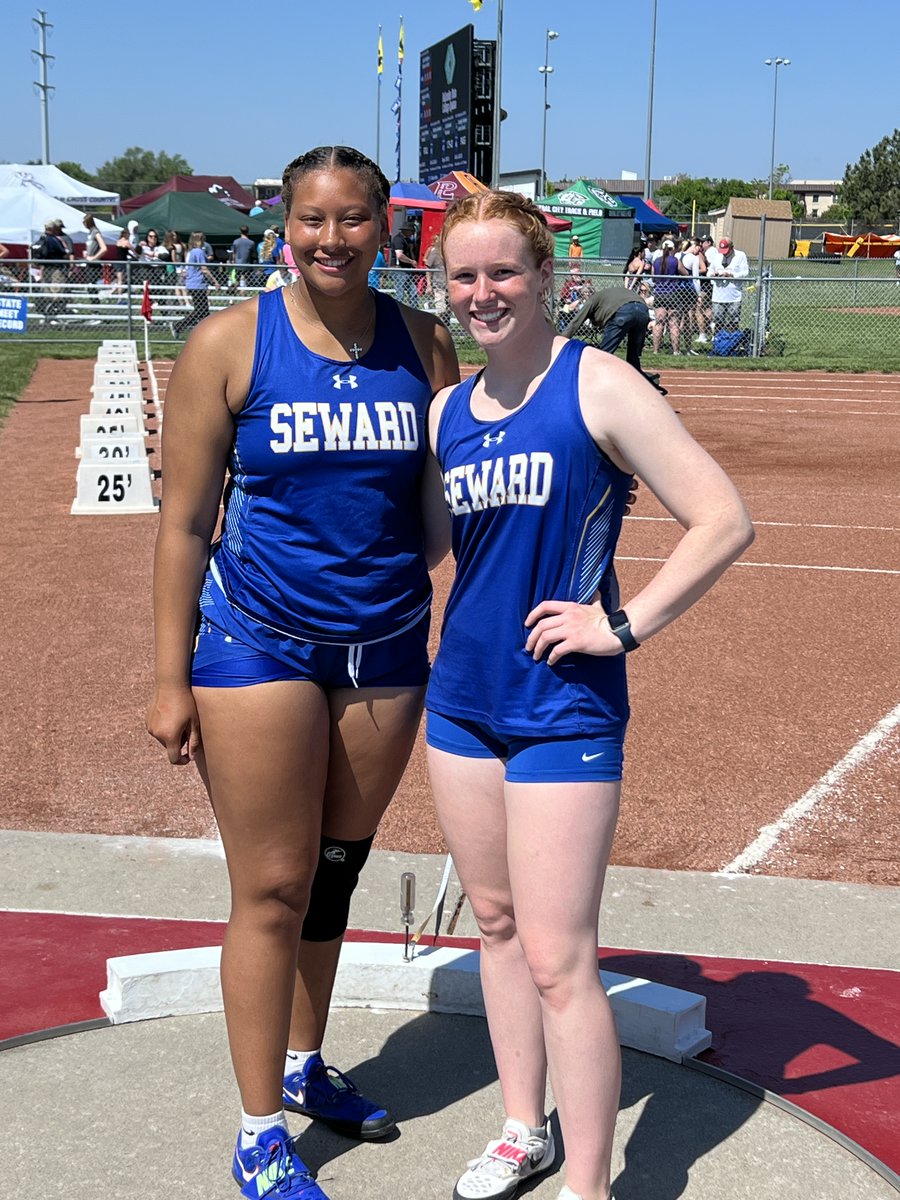 Lovely Hibbert is the Class B shot put champion! She threw 41-4. Madison Green took 6th in the Shot Put for the Jays! Great job! #sewardjays