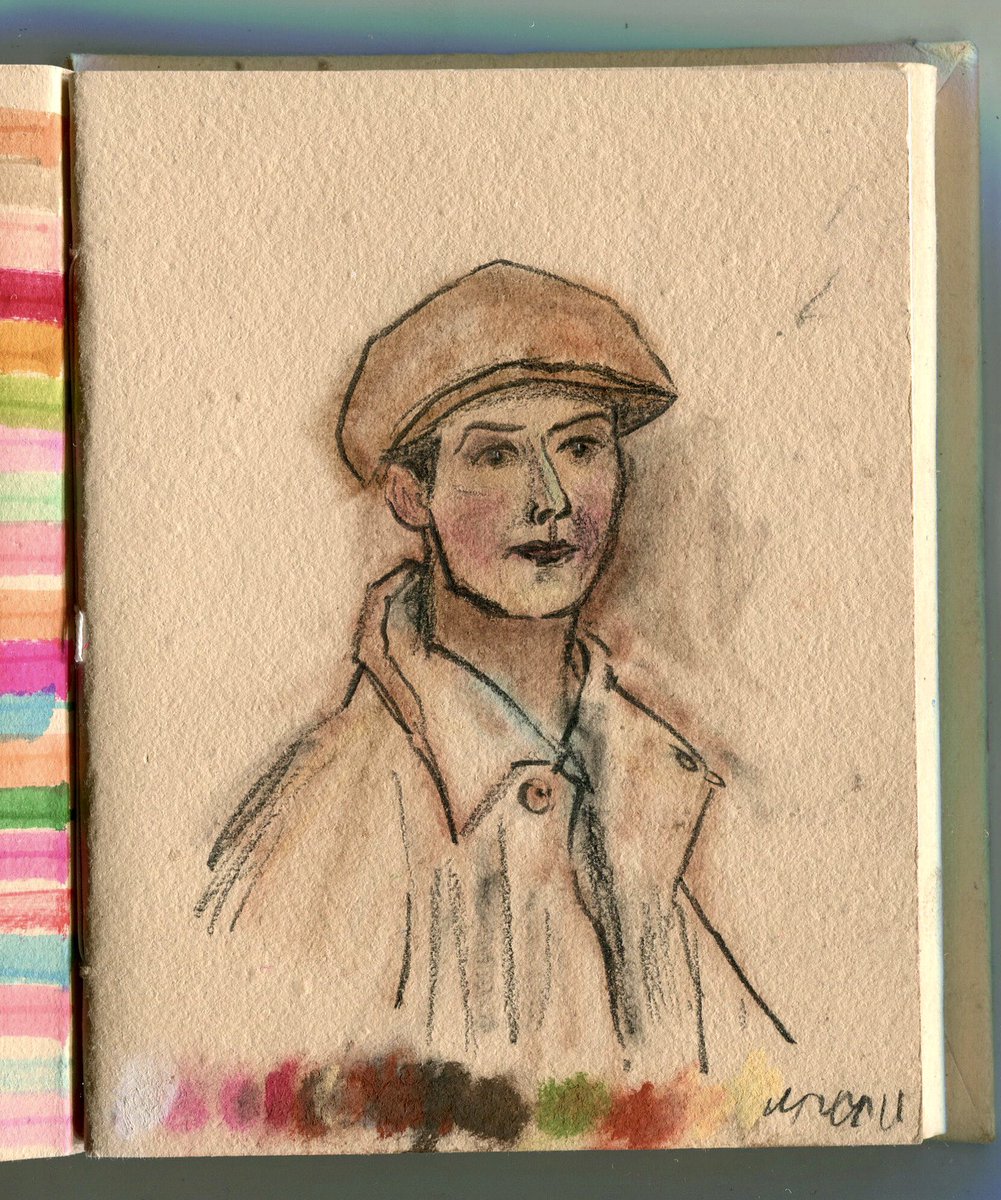Here’s my try for this weeks #PortraitChallenge @StudioTeaBreak L.S. Lowry, self portrait painted in oils on board in 1925 @The_Lowry