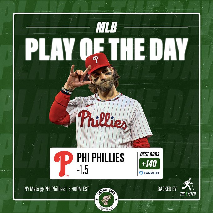 🌟 MLB PLAY OF THE DAY 

🏧 Phillies -1.5
🎟️+140 FD

🖥️Projections backed by @__thesystem 

#GamblingX