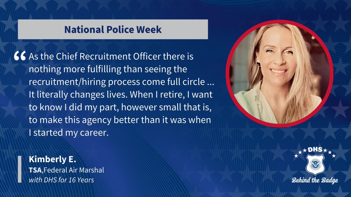 Kim was attracted to a career in law enforcement from a young age, eager to be part of the tight knit community she witnessed come together in her hometown in honor of a fallen officer. She now welcomes new officers into the career field as a recruitment officer. #PoliceWeek2024