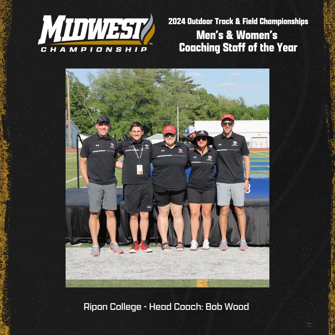 Congratulations to the 2024 MWC Men's & Women's Outdoor Track & Field Coaching Staff of the Year, Ripon College! The Red Hawks are led by head coach Bob Wood. @RiponRedHawks