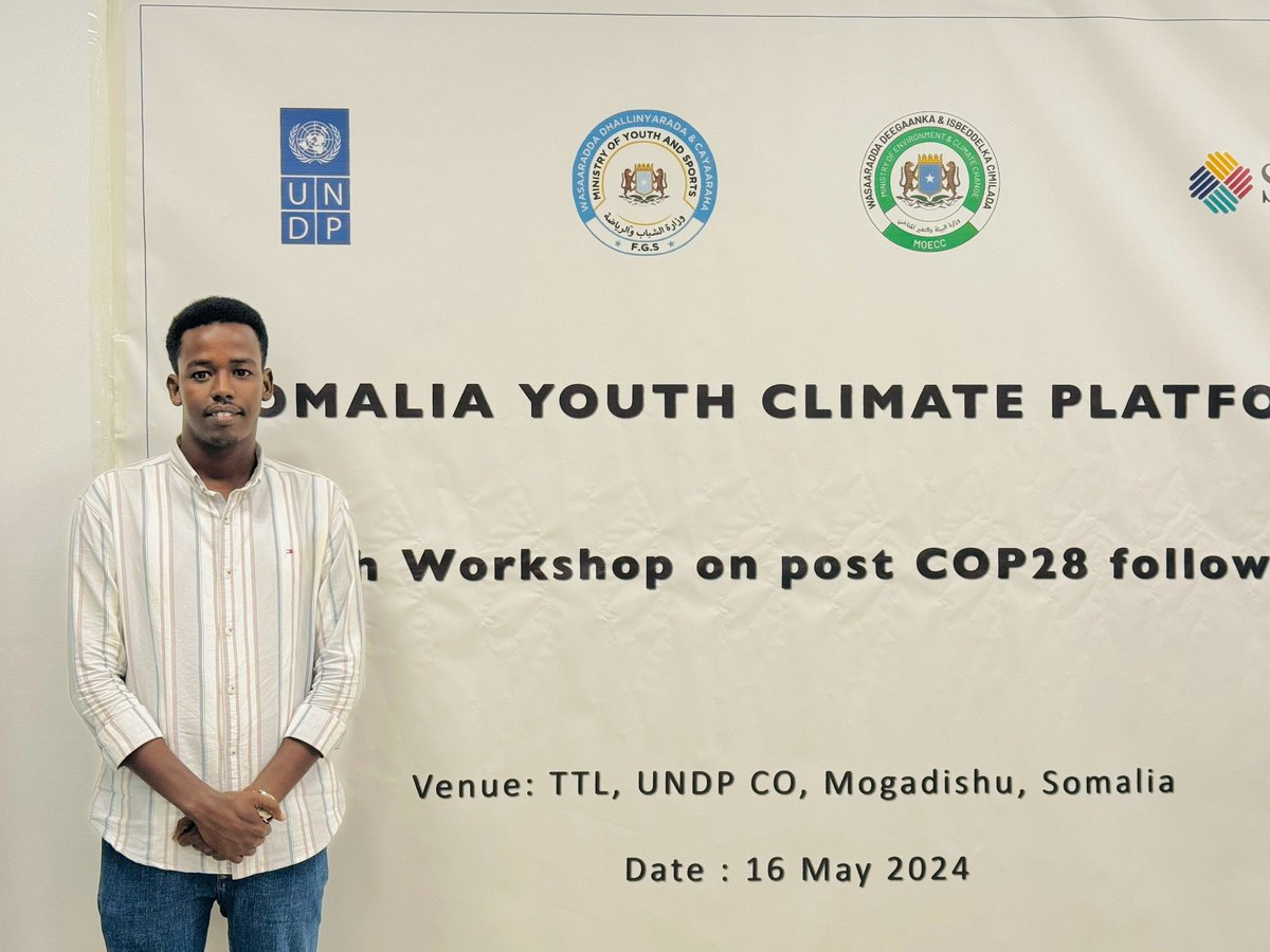 Thrilled to be part of the @UNDPSomalia Youth Workshop focusing on post #COP28 follow-up & #NDC implementation, for exchange ideas, share experiences, and emphasize the pivotal role of youth in combating climate change. Together we can build sustainable world. #YouthClimateAction