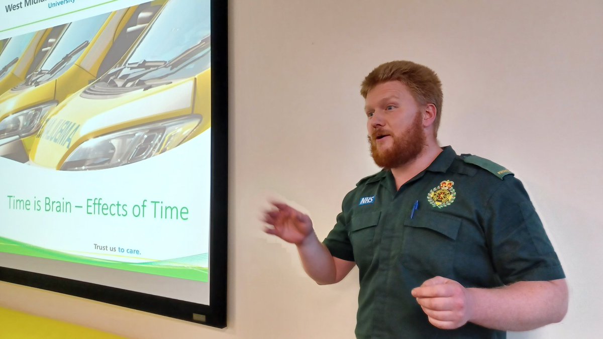 A quick ☕️ break and onto Ryan Hembling, Clinical Improvement Paramedic Firstly, he talks about reducing time to treatment, and then about @OFFICIALWMAS testing stroke video triage with @RWT_NHS