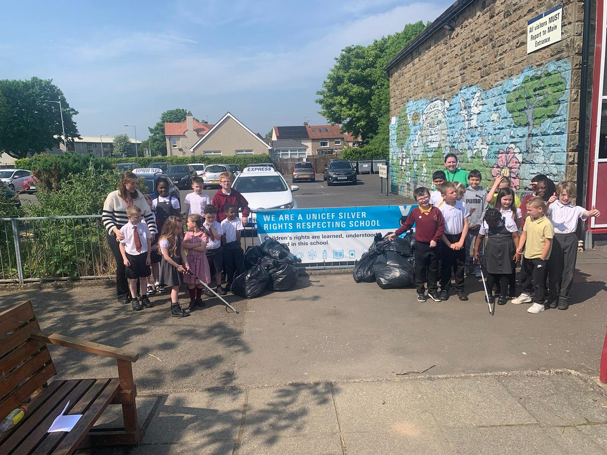 Sacred Heart School ECO Committee and representatives from all classes show the amount of litter collected from school grounds and surrounding areas in the local community. Thank you to Mrs. Duncan, Falkirk Council & Miss Gray, work experience student for supporting the children.