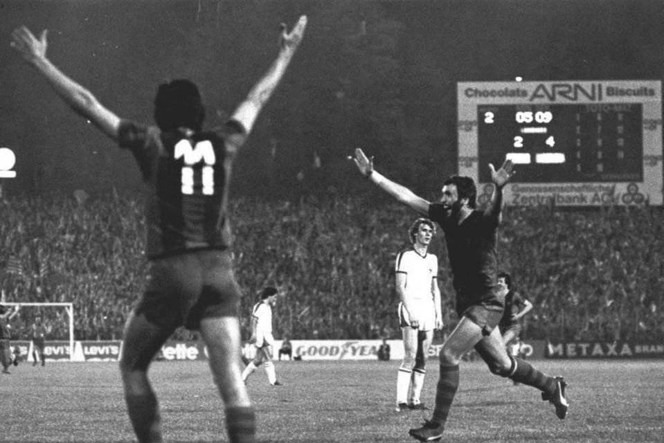 Hans Krankl y 'Lobito' Carrasco en la Final de la Recopa de 1979 en Basilea.

#FCBarcelona