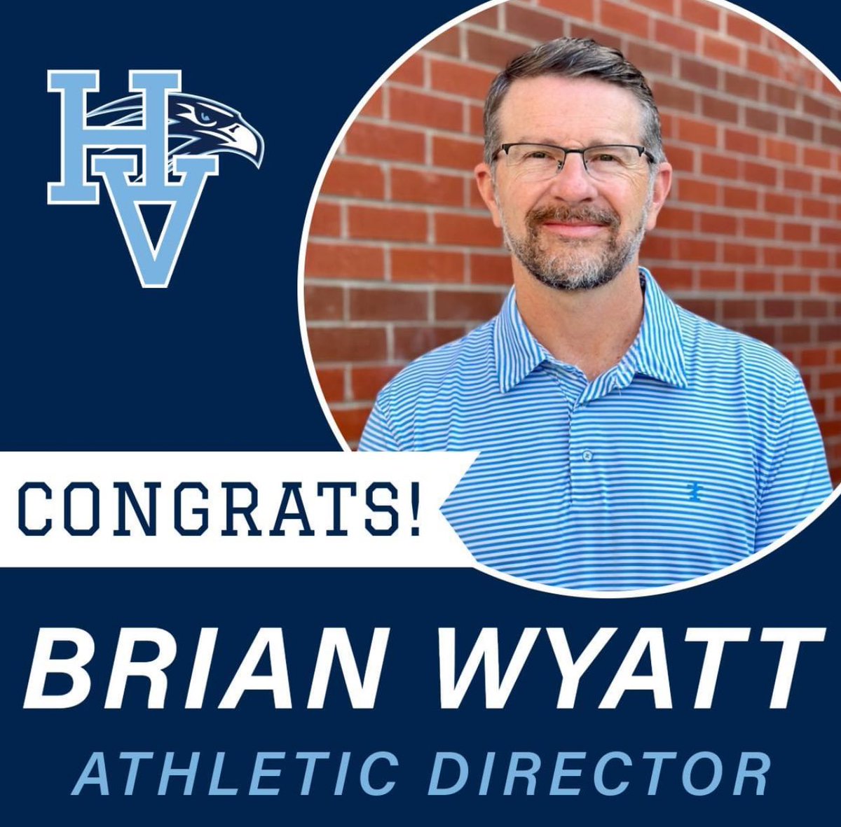 We are excited to remove the interim title from Brian Wyatt and officially announce him as our permanent athletic director. Mr. Wyatt stepped up to fill this role as an interim this semester. Excited for what Coach Wyatt brings to athletics in the valley! Go Hawks!