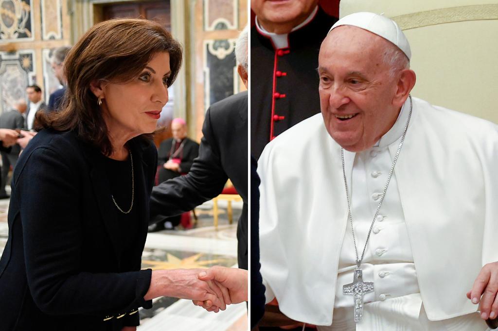 NY Gov. Kathy Hochul meets Pope Francis while attending climate change conference trib.al/jxFvieo