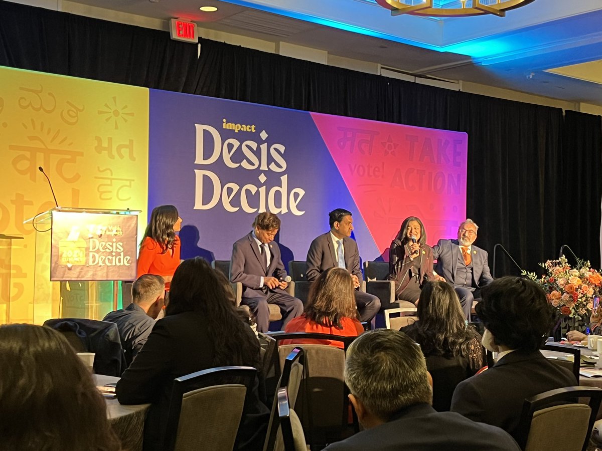 Fascinating panel at the @IA_Impact summit in DC this morning featuring 4 out of the 5 Indian American members of Congress. Frank discussion about race & politics, Gaza and Modi & Hindu nationalism in India; expertly moderated by @Zohreen