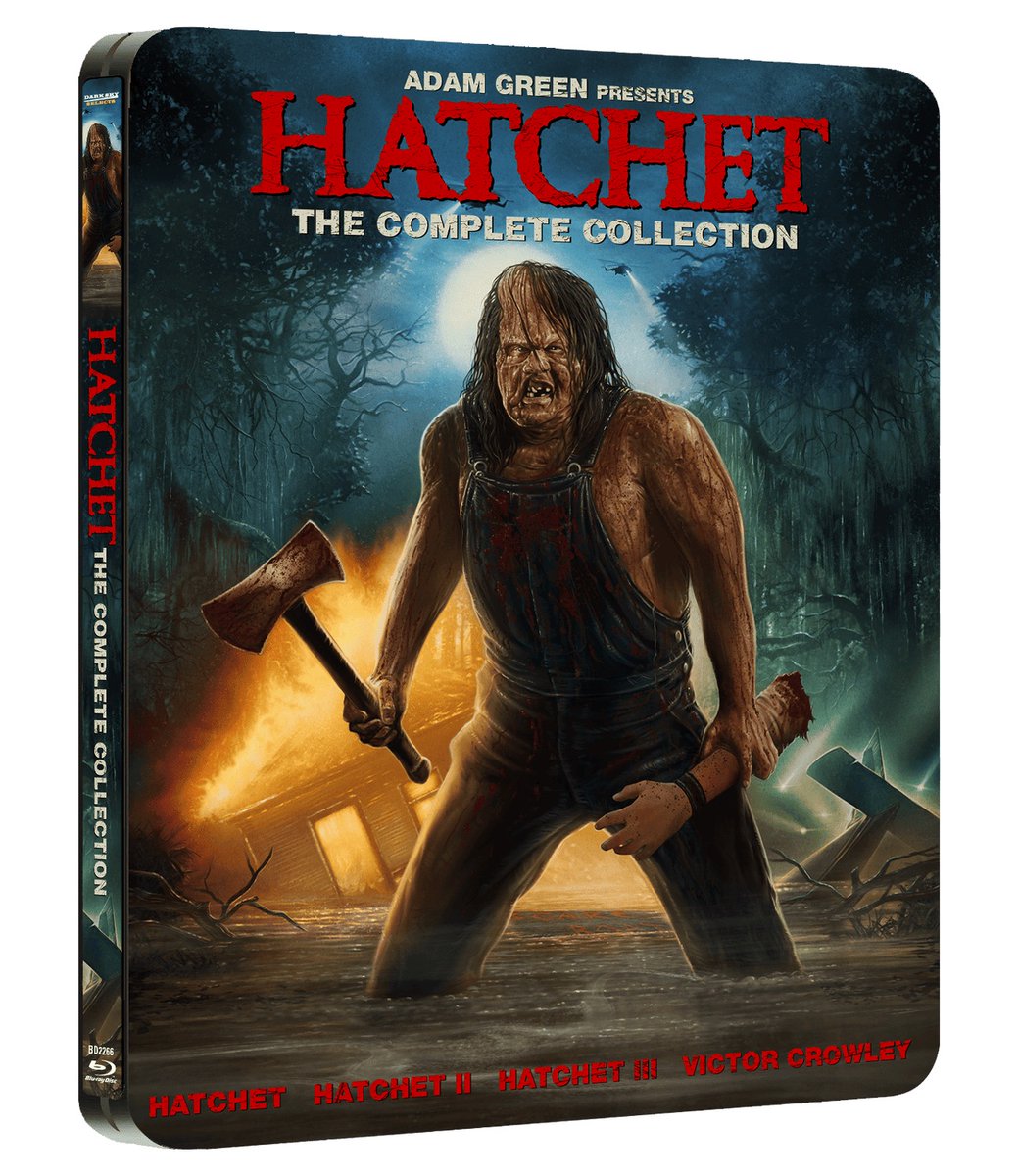 ***ANNOUNCEMENT***

Coming in late June from @darkskyfilms new line, #DarkSkySelects: #Hatchet Complete Collection #Steelbook!

Old-school American horror is back as Adam Green's iconic Hatchet series returns in a blood-soaked, fully Unrated collection,