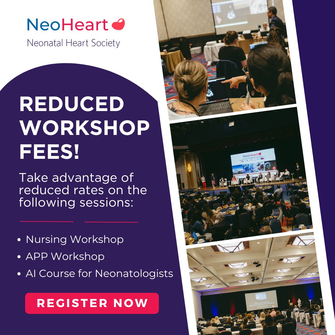 🚨 #neoheart2024 discounted workshops!

web.cvent.com/event/fe874ad0………

Register Today!

#neotwitter #medtwitter #MedEd #chd #preterm #neonates  #neoheart #nicu #nicunurse #aimedicine #ArtificialIntelligence