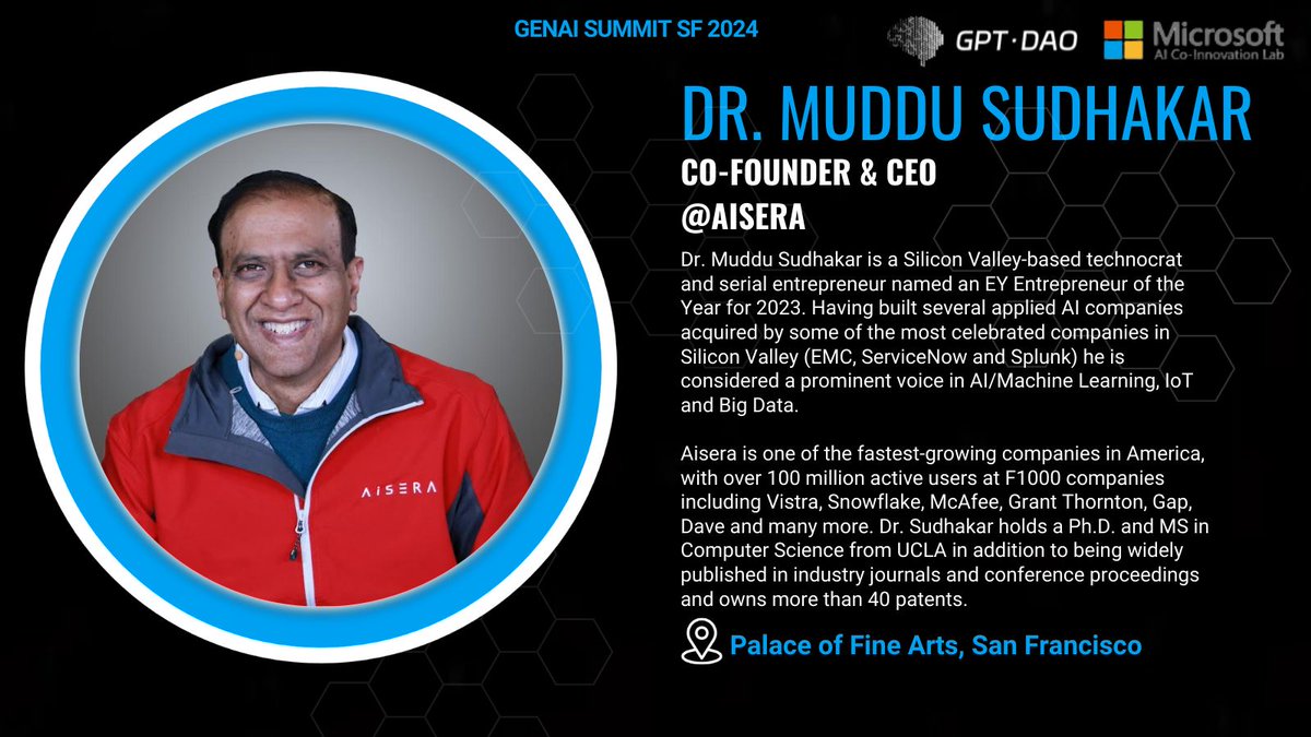 GenAI Summit (@genaisummitsf) on Twitter photo Meet <a href="/smuddu/">Muddu Sudhakar</a>, the driving force behind Aisera innovative approach to generative AI.
Aisera provides an AI-powered service management platform that automates tasks and actions for IT, HR, customer support and internal services through conversational AI, NLP and machine learning. Meet <a href="/smuddu/">Muddu Sudhakar</a>, the driving force behind Aisera innovative approach to generative AI.
Aisera provides an AI-powered service management platform that automates tasks and actions for IT, HR, customer support and internal services through conversational AI, NLP and machine learning.