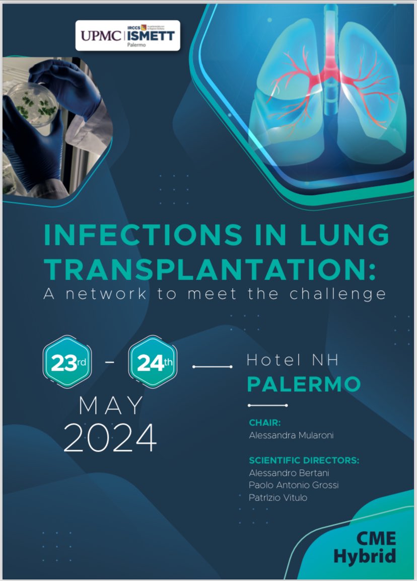 Join us online! 
May 23-24: Conference on Infections in Lung Transplant
subscribe: collage-spa.it/wp-content/upl…
more info: collage-spa.it/wp-content/upl…