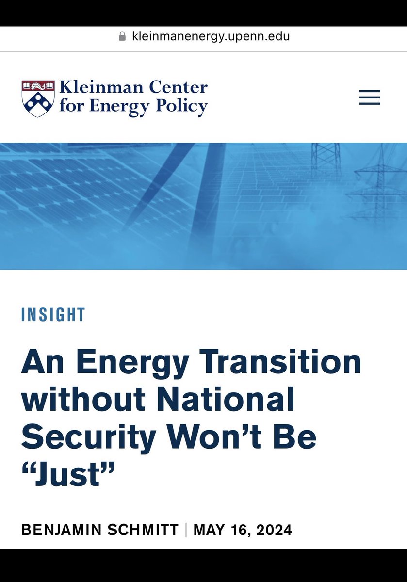 🇺🇸🇪🇺🇩🇪 My latest Insight analysis with @Penn @KleinmanEnergy, based on my German-language analysis in @IKEM_Berlin KLIMA UND RECHT today reminds policymakers that any “Just Transition” or “Energy Justice” framework can not ignore authoritarian national security threats or human