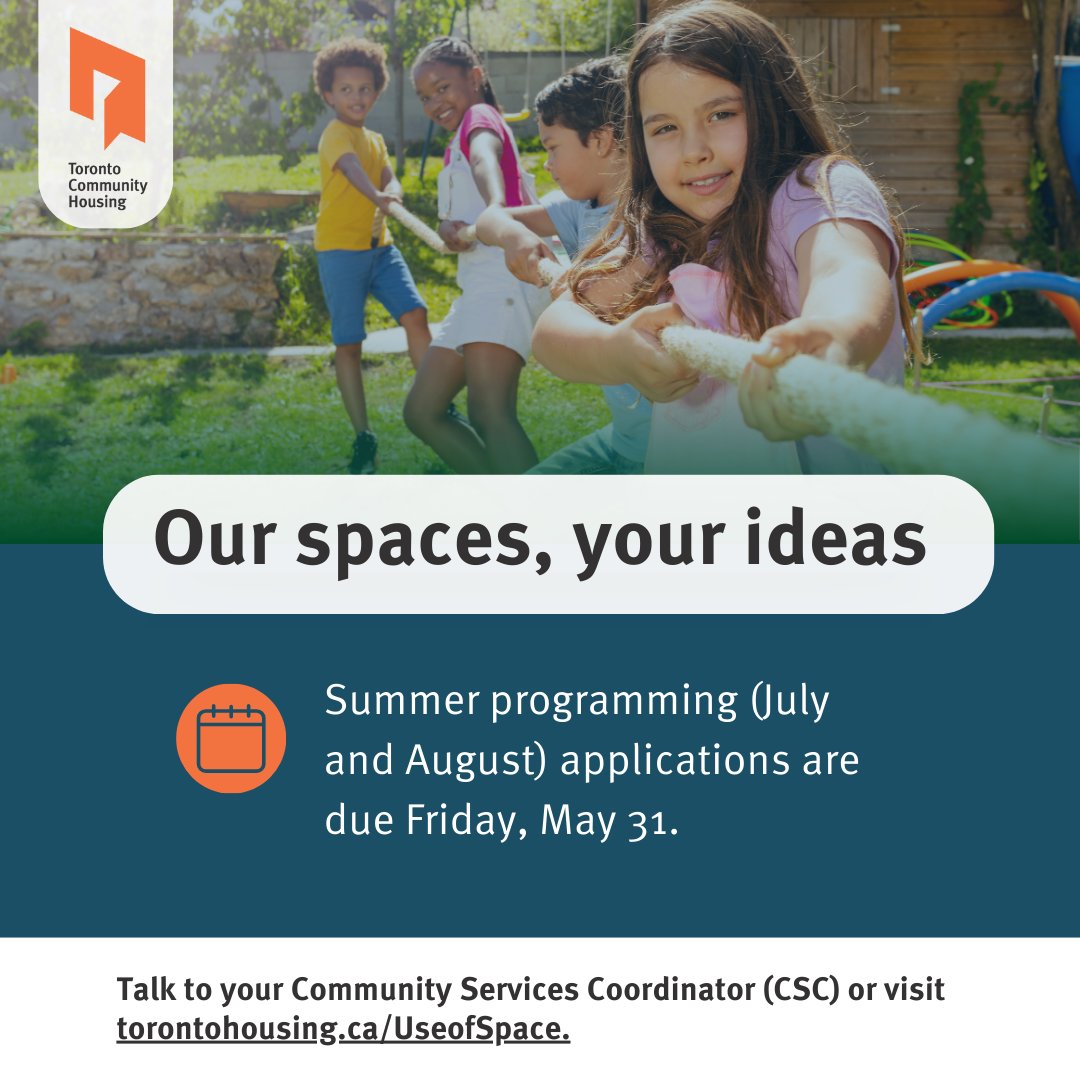 Curious about running a community event or program for other TCHC tenants? You can apply to use TCHC common space. Talk to your CSC or visit our website for more info: bit.ly/4bGB2Op