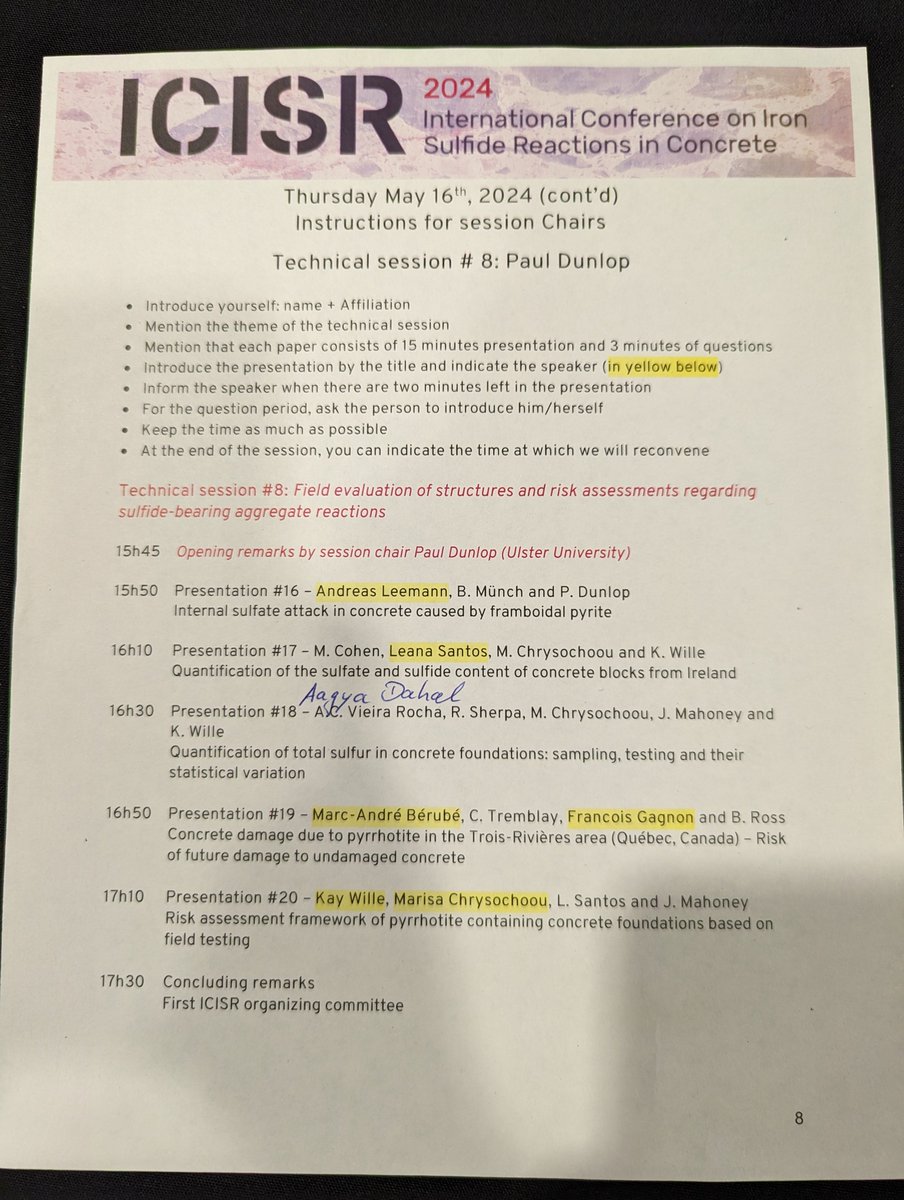 I'm looking forward to chairing the final session of #ICISR2024 which kicks off with a talk from Andreas Leemann on internal sulfate attack in count Mayo