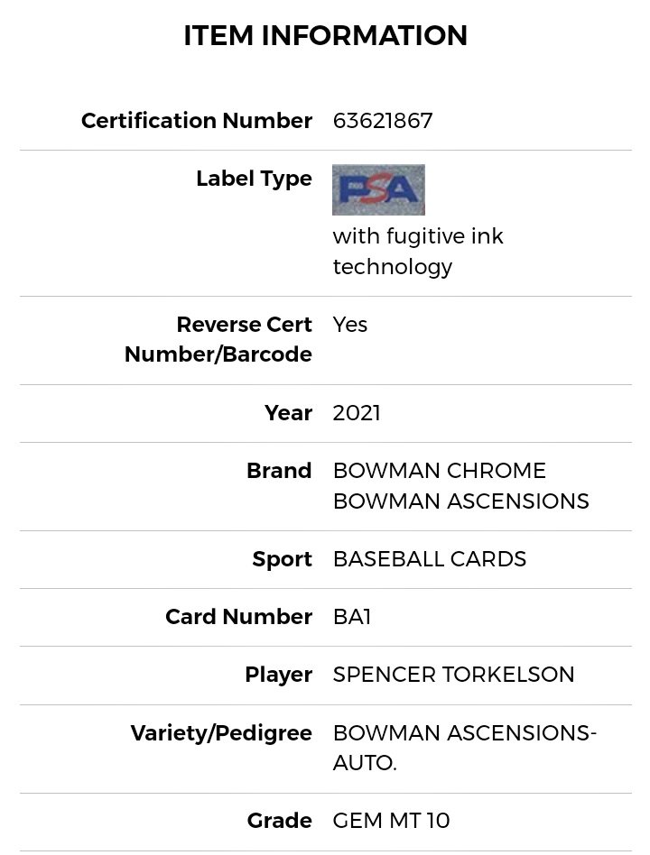 @Topps @MLB @NFL @Braves @DeionSanders @AtlantaFalcons @CUBuffsFootball @ProFootballHOF @dallascowboys @Reds @derekjeter @Yankees @baseballhall @PSAcard @MLBazFallLeague @BowmanCards @MLBPAA @sportingnews @CleGuardians @ActofValorAward @bobfellermuseum @officialBBWAA @VanMeterDawgs @MLBPA 2021 #Bowman Chrome SPENCER TORLKELSON Ascensions #Auto /100 #PSA 10 $154.99 OBO CALL ☎️ TEXT OR DM 📩 #BaseballCards #SpennyT #Tigers #SportsCards #MLB #thehobby #ASU_Baseball #TradingCards #Topps #USABaseball #Autograph #whodoyoucollect #Baseball #PSA10 #sportscardsforsale