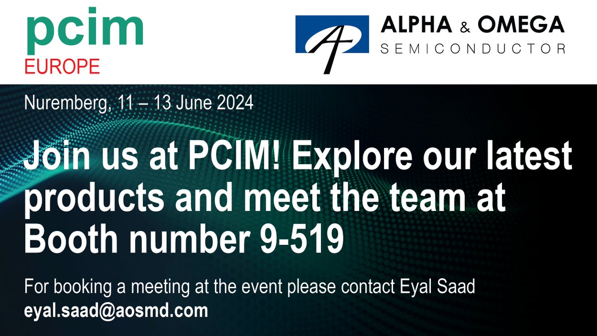 At PCIM 2024, AOS to Showcase its Innovative, High-Efficiency Power Management Solutions… bit.ly/44N4Are 
#pcim2024