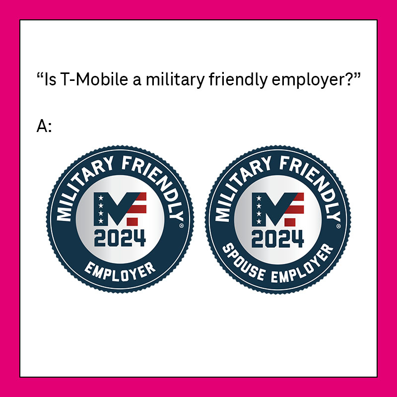 T-Mobile has been actively dedicated to providing career paths and professional growth opportunities for military & veteran communities for several years! #MilitaryAppreciationMonth #TeamMagenta