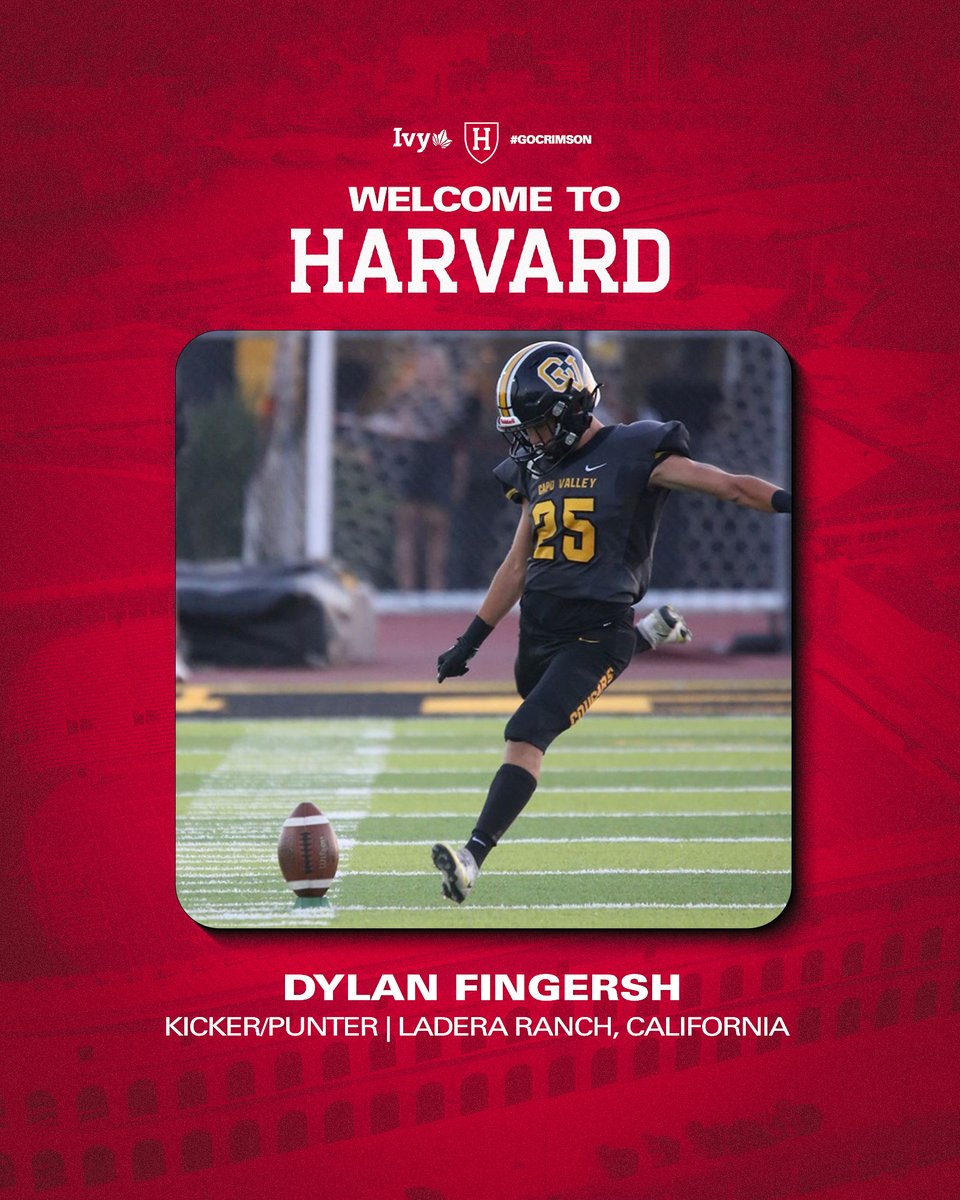 𝙏𝙝𝙚 𝙁𝙪𝙩𝙪𝙧𝙚 𝙞𝙨 𝙃𝙚𝙧𝙚. 👊 ➡️ Dylan Fingersh ➡️ Kicker/Punter ➡️ Ladera Ranch, Calif. 📰 tinyurl.com/224hu5s2 #GoCrimson x #ClassOf2028 @dylanfingersh