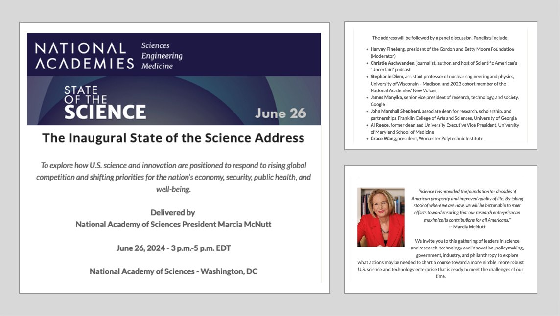 Faculty, staff, and students, register for the State of the Science Address, which you can attend virtually and takes place Wednesday, June 26, 1:00 PM - 3:00 PM MDT, at events.nationalacademies.org/41687_06-2024_…. @theNASEM @NMSUResearch @CoresNmsu