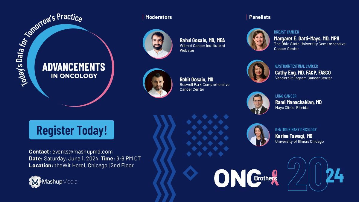 👉 Stay tuned for the @OncBrothers' Advancements in Oncology event at #ASCO24, featuring @DrGattiMays, @CathyEngMD, @RManochakian, and @DrKarineTawagi!