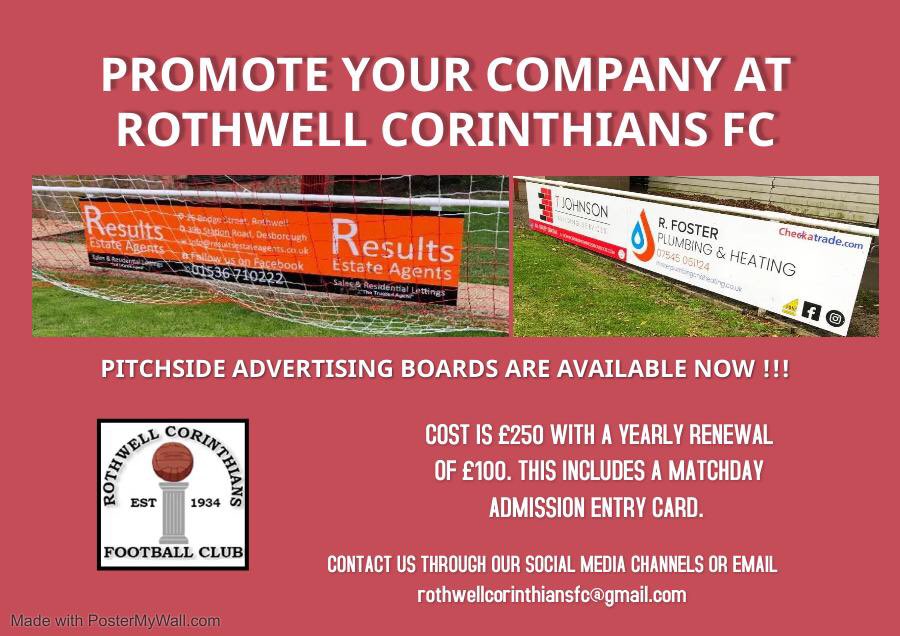 We can help you promote your business by advertising at Sergeants Lawn. A pitchside board can highlight your companies services and offerings. Message us or drop us an email. #rcfc 🔴⚫️⚽️