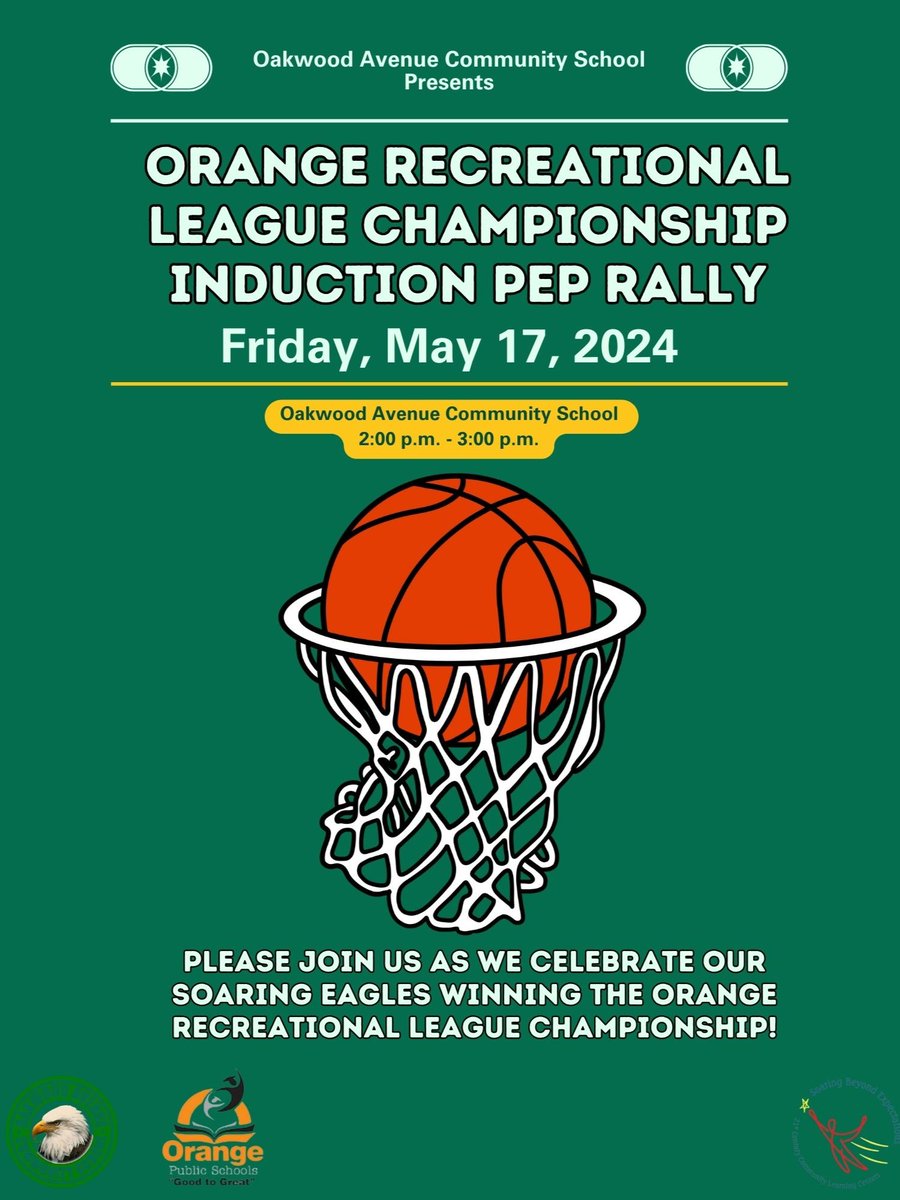 Oakwood Avenue Community School is gearing up to celebrate their recreational league championship winners tomorrow! #GoodtoGreat #MovingintoGreatness #OrangeStrong💪🏽
