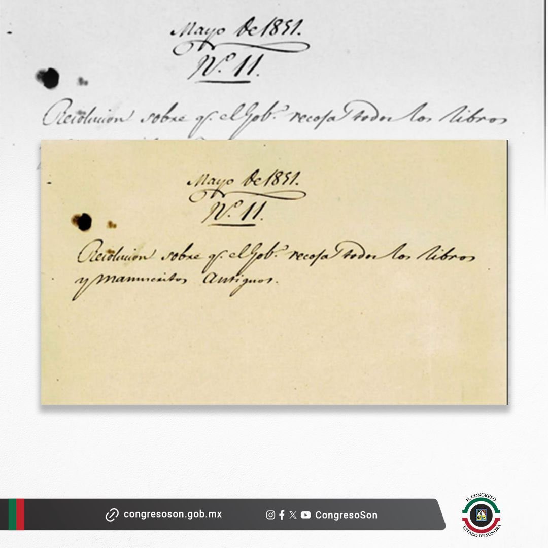 📚Un día como hoy, de 1851, el Congreso de Sonora emitió una resolución para hacer acopio de libros y manuscritos, mediante préstamos o donativos, con el fin de destinarlos a la instrucción pública y que sirvieran como base para la formación de la historia del estado.