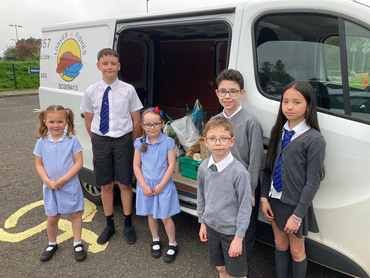 St Louise collected supplies for the East Kilbride Loaves and Fishes food bank as entry to their Feast day disco on the 9th May and we were delighted to hand these over today. We always pray for our community and all of those in our country who are suffering financially.