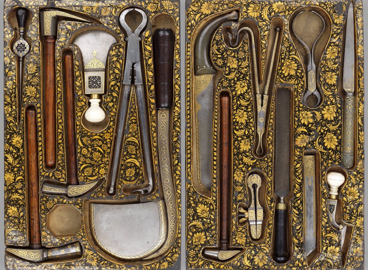 Persian armourers gilded and lacquered toolkit from the 1700’s.