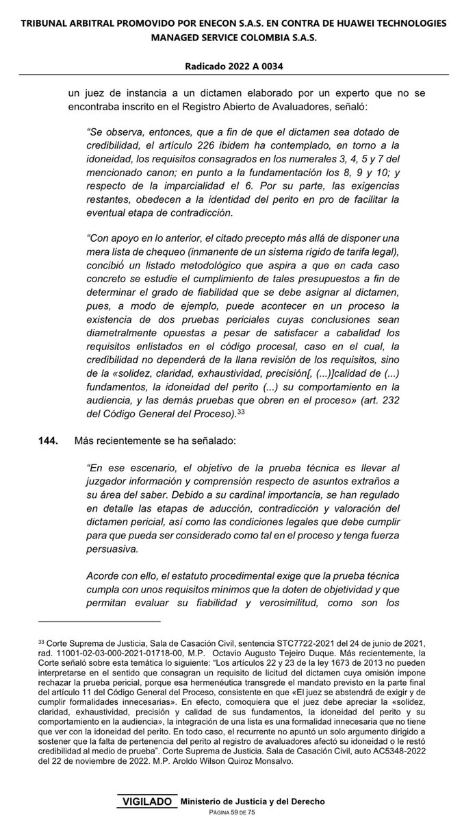 jairoparrac's tweet photo. PERITO QUE NO SE ENCUENTRA INSCRITO EN EL REGISTRO ABIERTO DE AVALUADORES.  VALORACIÓN DEL DICTAMEN. Tribunal Arbitral: El hecho de que el perito no se encuentre inscrito en el Registro Abierto de Avaluadores no constituye obstáculo insalvable para que el dictamen pueda ser valorado, dado que, como bien se dijo, al reunir los requisitos establecidos en el artículo 226 del C.G.P. y contener los razonamientos, explicaciones, análisis y verificaciones a partir de los cuales puedan conocerse los fundamentos del dictamen, así como la idoneidad e imparcialidad del perito, cuenta el Tribunal con todos los elementos para proceder a su valoración. Desde luego, no se trata de desconocer las normas de la Ley 1673 de 2013 y la importancia de las previsiones allí contenidas, sino de darle aplicación a las disposiciones que regulan la prueba pericial en el estatuto procesal civil, en especial, el sistema de sana crítica que rige la valoración de la prueba. Por consiguiente, el Tribunal apreciará la prueba pericial conforme a lo expuesto
—⬇️⬇️—