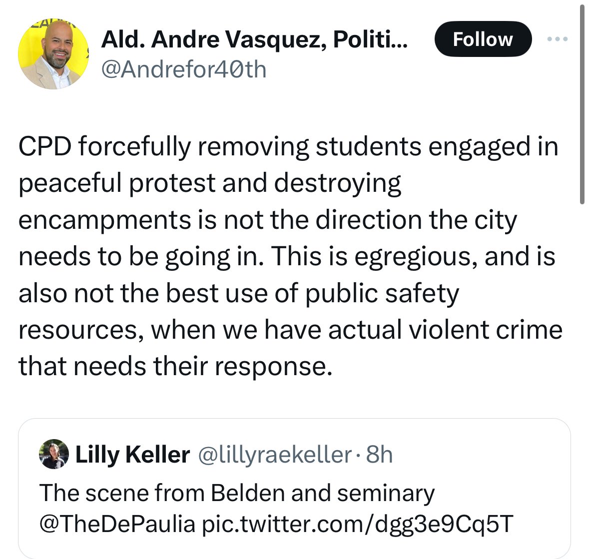 “Not the best use of public safety resources” is having protests multiple times a week, blocking roads and high traffic highways, blocking access to the airport, disrupting graduations and other events, etc. But, @Andrefor40th, let’s pretend that getting rid of the problem is
