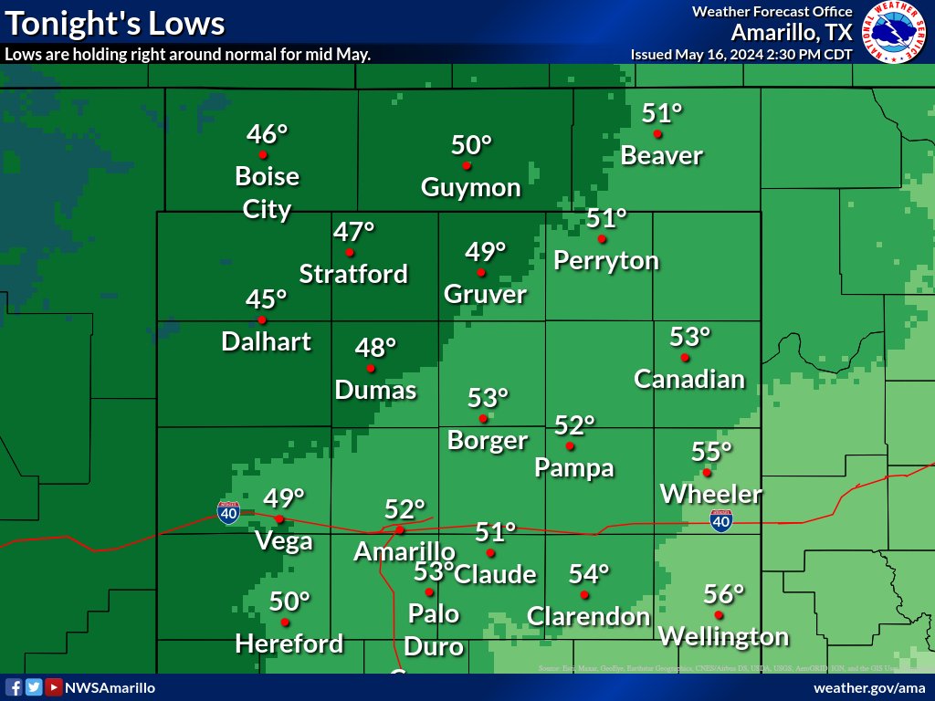 Lows will be right around normal for mid may tonight. #phwx #txwx #okwx