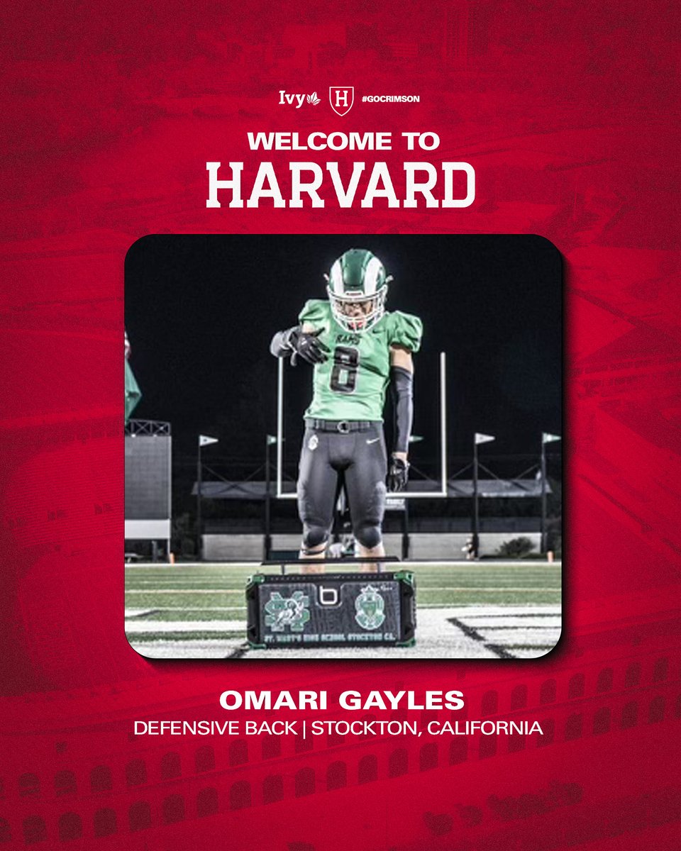 𝙏𝙝𝙚 𝙁𝙪𝙩𝙪𝙧𝙚 𝙞𝙨 𝙃𝙚𝙧𝙚. 👊 ➡️ Omari Gayles ➡️ Defensive Back ➡️ Stockton, Calif. 📰 tinyurl.com/224hu5s2 #GoCrimson x #ClassOf2028 @GaylesOmari