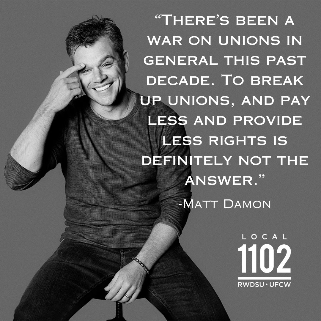 Matt Damon supports labor unions. Together we make a difference. #1U