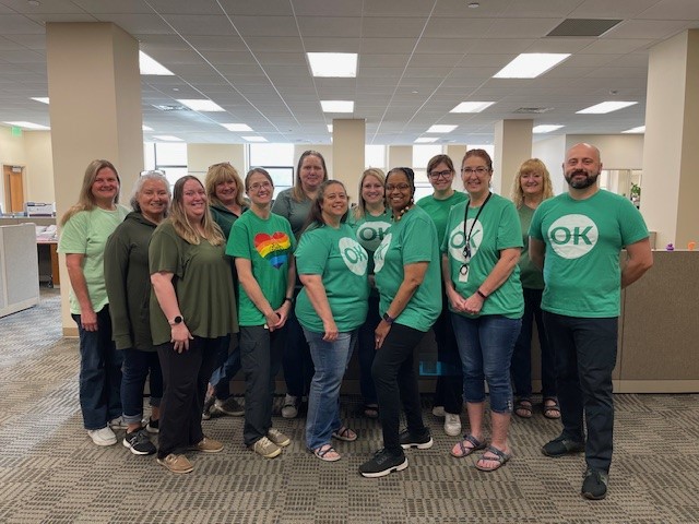 LinnCounty's tweet photo. May is #MentalHealthAwarenessMonth, and Linn County is a proud #MakeItOK workplace! Our employees across departments participated in Make It OK Day by wearing green to show our support for ending the stigma around mental illnesses. Learn more: https://t.co/sHvl4egSDA https://t.co/EyF0sO4JbT
