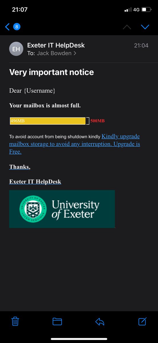 University IT department sending a helpful email? Definitely a scam 😆