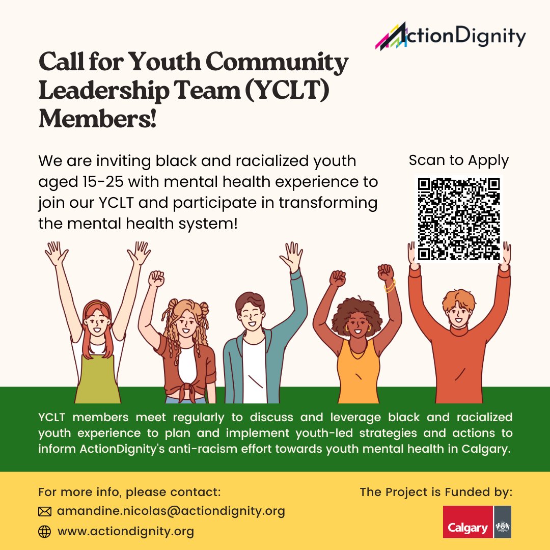 Exciting news! We are recruiting more youth for our YCLT! The phase 2 youth engagement will focus on training and workshops on natural support training and leadership building to develop a youth-inspired action plan. Register by May 19: forms.office.com/Pages/Response…