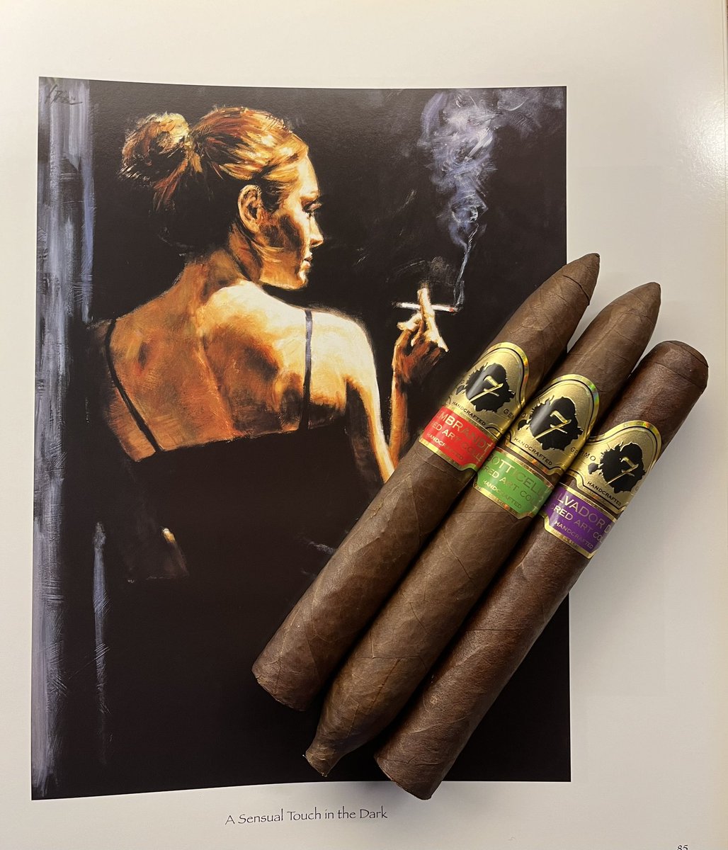 Three might cigars from the El Septimo Sacred Arts Collection, Salvador Dali, Rembrandt and Botticelli. #elseptimo #elseptimoceo #elseptimocigars #cigars #cigarpassion #cigarsmoker #cigarlover #fabianperez #art