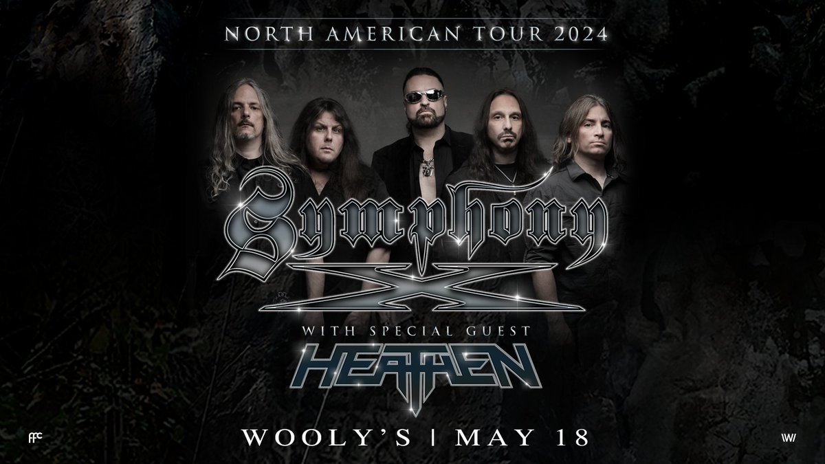 Spend your Saturday night here at Wooly's with @symphonyx & special guest Heathen! 🤘 7:00 PM | 8:00 PM | All Ages 🎫 axs.com/events/531283/