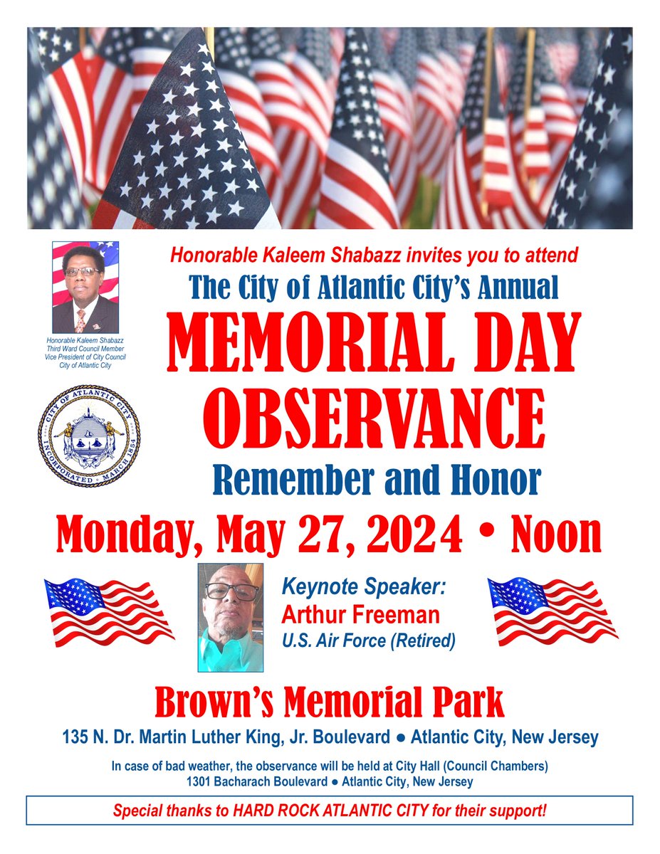 All are welcome to attend the City of Atlantic #MemorialDay Observance at Brown's Park on May 27th