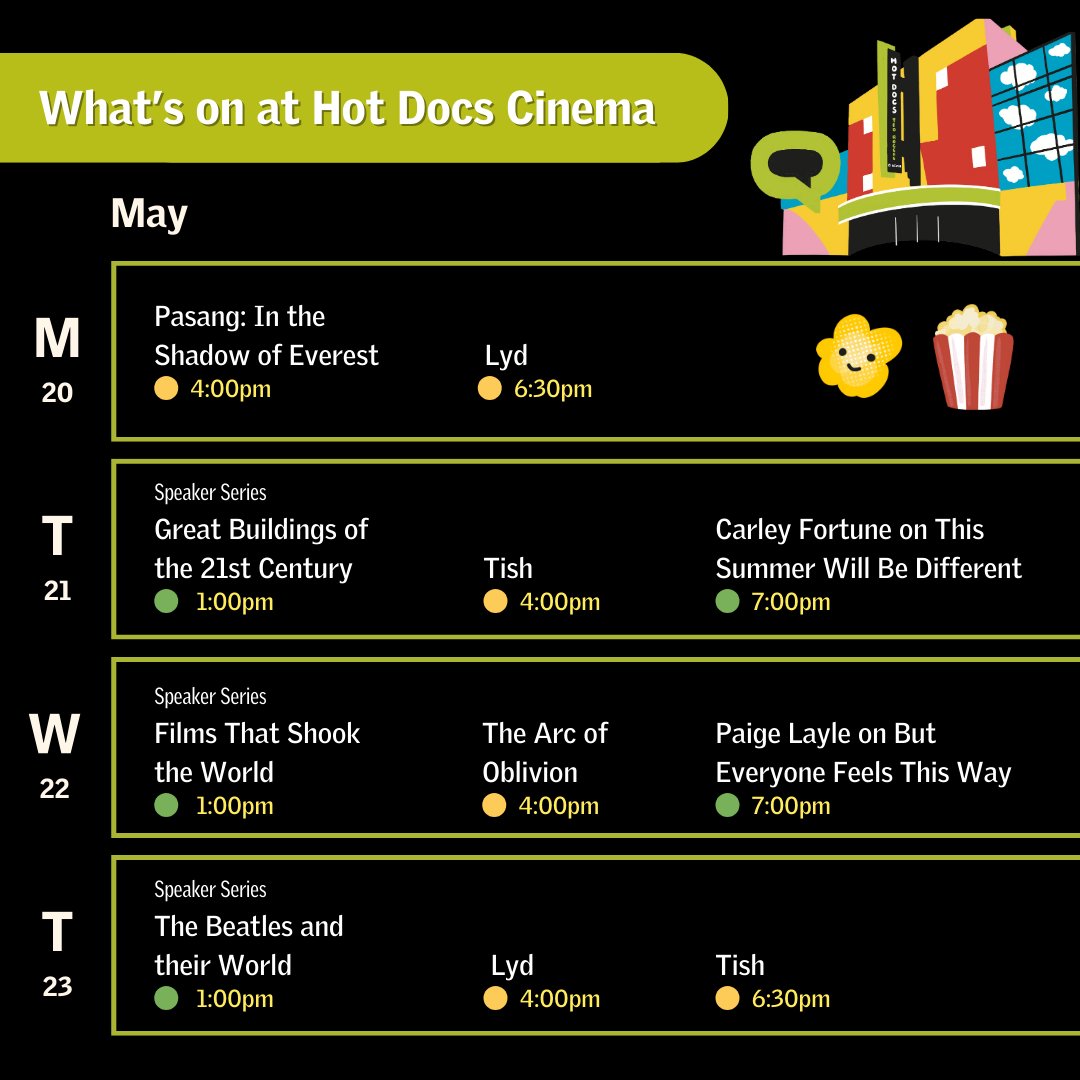 WHAT'S ON at Hot Docs Cinema, Friday May 17—Thursday May 23

hotdocs.ca/whats-on/watch…