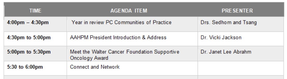ASCO PallOnc Community of Practice (@pallonccop) on Twitter photo Only 2 weeks remain until #PallOncCoP meets in-person at #ASCO24. Look at the star studded lineup 🤩 <a href="/AAHPM/">AAHPM</a> Prez <a href="/DrVickiJackson/">Vicki Jackson</a>, Dr Janet Abraham janetabrahm.com of <a href="/DanaFarber/">Dana-Farber</a> alongside our leaders <a href="/ramsedhom/">Ramy Sedhom, MD, FASCO</a> <a href="/MazieTsangMD/">Mazie Tsang, MD, MAS, MS</a>.
Join us Sat June 1 S103 4p-6p CST! #pallonc Only 2 weeks remain until #PallOncCoP meets in-person at #ASCO24. Look at the star studded lineup 🤩 <a href="/AAHPM/">AAHPM</a> Prez <a href="/DrVickiJackson/">Vicki Jackson</a>, Dr Janet Abraham janetabrahm.com of <a href="/DanaFarber/">Dana-Farber</a> alongside our leaders <a href="/ramsedhom/">Ramy Sedhom, MD, FASCO</a> <a href="/MazieTsangMD/">Mazie Tsang, MD, MAS, MS</a>.
Join us Sat June 1 S103 4p-6p CST! #pallonc
