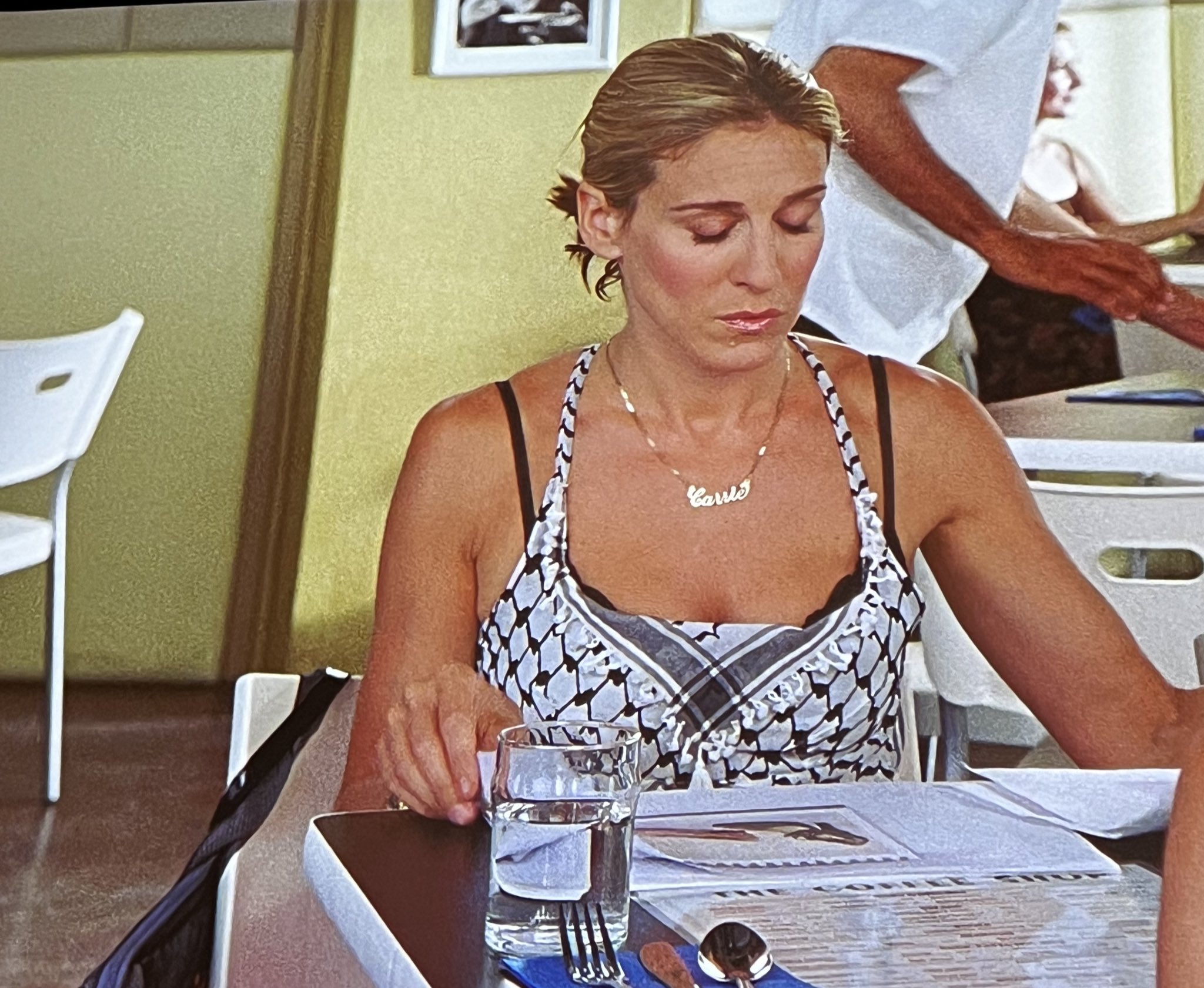 Gory Cory 🍉 on X: "Thinking about Carrie Bradshaw's keffiyeh top…  https://t.co/bWFrRM3fZ4" / X