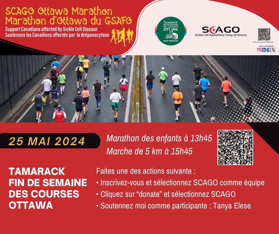 wearecongo's tweet photo. Support me as a runner/walker

I'm excited to share that I've taken on a new challenge: participating in the #Tamarack Ottawa Race Weekend to support patients and families affected by #SickleCell Disease as part of #SCAGO team: https://t.co/0CRQ53aDI9 https://t.co/AUJCPMp6R6