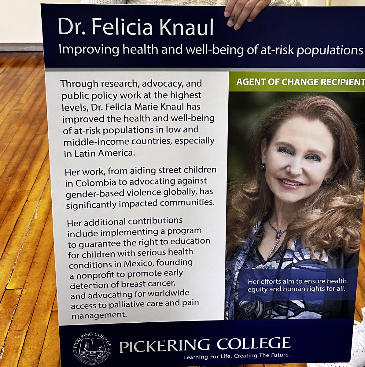 So honoured to receive the Agent of Change award @PickeringColl This wonderful school has done so much for children and youth since its founding in 1842 as a Quaker school that values and teaches global equity and social consciousness, and seeks to contribute to making our world