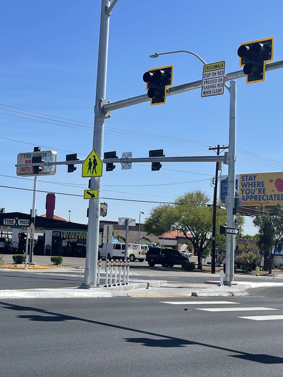 We now have two active Pedestrian Hybrid Beacons in the city. 🚦 There’s one at Sahara Avenue and 15th Street and the latest one was just activated at Sahara Avenue and Las Verdes Street. 📍 The project at Sahara and Las Verdes was a joint effort between NDOT and us. It’s all